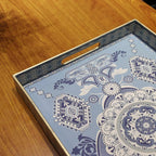 Rectangle Plastic Serving Tray with Handles, Elegant Decorative Tray for Coffee Table, Ottoman, Living Room, Kitchen, Outdoor Use. 12"*16"*1.6" B