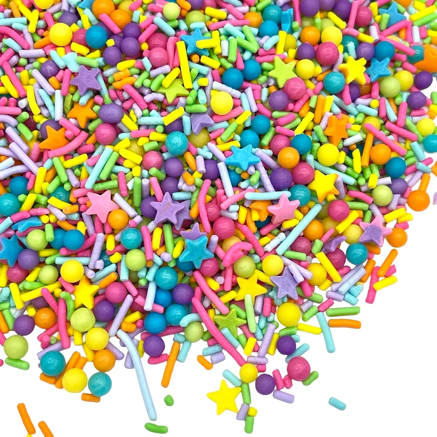 Manvscakes, pink sprinkles, valentines, cake sprinkles, gluten free, cookies, chocolate, fondant, princess topping, ice cream, edible, dessert decoration (Rainbow)