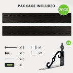 RICHFOCUS Floating Shelves for Wall Decor, 55.1W x 8D Wall Shelves Set of 2, 8 Inch Deep Rustic Wood Shelves Wall Mounted with Brackets, Long Floating Shelves for Living Room Bedroom Kitchen, Black