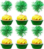 Gyufise 30Pcs Foil Firework Cupcake Toppers Sparkle Tinsel Cake Toppers Tinsel Drink Cake Decoration Cocktail Picks for Birthday Wedding Graduation Party Supplies Dark Green