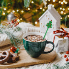 30 Pcs Christmas Drink Stirrers Xmas Stir Stick Holiday Coffee Swizzle Stick Reusable Plastic Hot Cocoa Bar Chocolate Decoration Cocktail Mixer(Christmas Tree,Green)