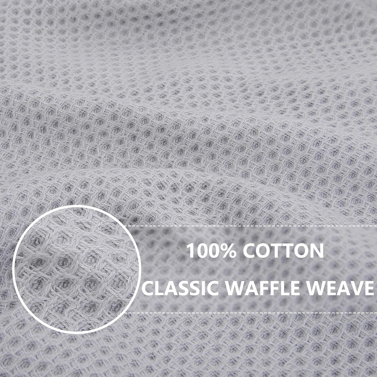 Homaxy 100% Cotton Waffle Weave Kitchen Dish Cloths, Ultra Soft Absorbent Quick Drying Dish Towels, 12 x 12 Inches, 8-Pack, Light Gray