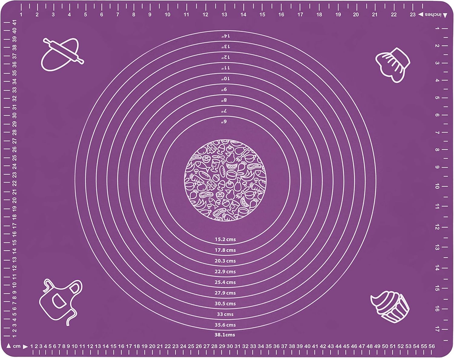 Silicone Baking Mat for Rolling Pastry Dough with Measurements, 25.6 x 17.7 BPA Free Non stick and Non Slip Purple Table Sheet Baking Supplies for Bake Pizza Cake