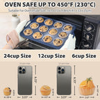 Silicone Muffin Pan with Metal Frame, Non Stick Silicone Cupcake Pan with Handles Regular 12 Cup, BPA Free Silicon Muffin Tin Tray for baking, egg bites, Cupcake Mold Grey