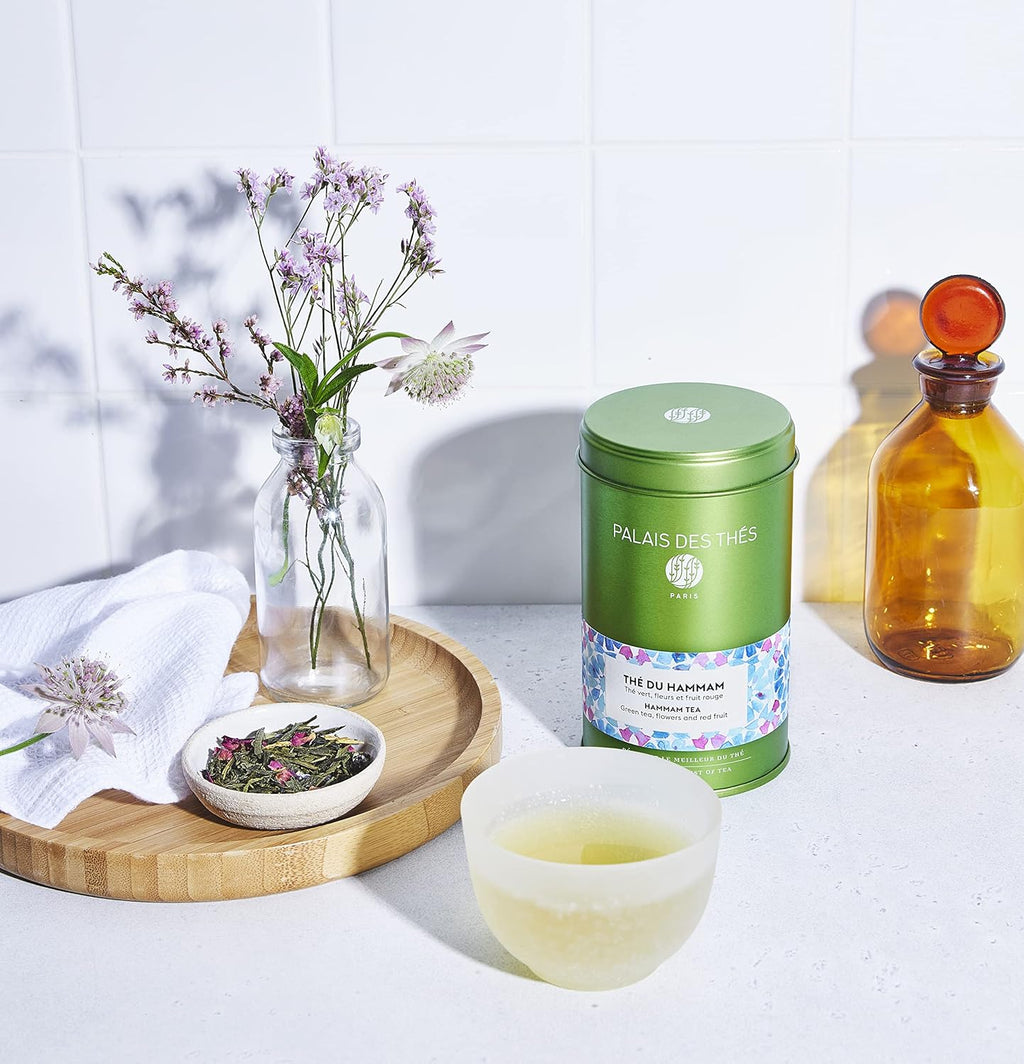 Palais des Thés - Hammam Tea - Green Tea, Rose & Red Berries - 3.5oz Loose Leaf Metal Gift Tin, Serves 20-25 Cups