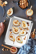 P&P CHEF 12.5 Inch Baking Cookie Sheet, Oven Pan Tray Stainless Steel Sheet Pan for Kitchen, Oven Bakeware for Multi Uses, Shiny Look & Dishwasher Safe, Healthy & Heavy Duty, 4Pcs