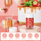 Cherrysea Edible Glitter for Drinks Cocktails Food Grade Edible Drink Shimmer Powder for DIY Champagne Beverages Wine 2 Colors Vegan Edible Luster Dust Set 4g/Bottle Gluten Free - Orange+Red