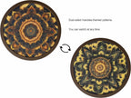 Absorbent Coasters for Drinks with Holder - 6packs, Silicone Coaster with Soft Felt Insert (4.3 inch Coasters with 4.5 inch Holder, Dual-Sided Mandala -Themed Patterns)