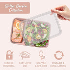 Bentgo Prep - 20-Piece 2-Compartment Reusable Meal Prep Containers with Lids, PFAS & BPA Free Materials, Durable, Microwave, Freezer, & Dishwasher Safe To Go Food Storage (Sweet Pea Glitter)