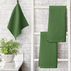 Artoid Mode 100% Cotton Olive Green Waffle Weave Kitchen Dish Cloths, 13x28 Inch Ultra Soft Absorbent Quick Drying Kitchen Dish Towels Set of 4