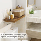 Fun Memories 24 Inch Floating Shelves for Wall, 9 Inch Deep Brown Rustic Wood Wall Mounted Shelves for Bathroom, Kitchen, Living Room, Set of 2