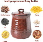 Hasense Coffee Grounds Container with Airtight Lid, Ceramic Food Storge Canister for Kitchen, Large Candy Dish for Countertop, Jar for Tea, Cookies, Sugar, Coffee Bean, 80 FL OZ(Red)