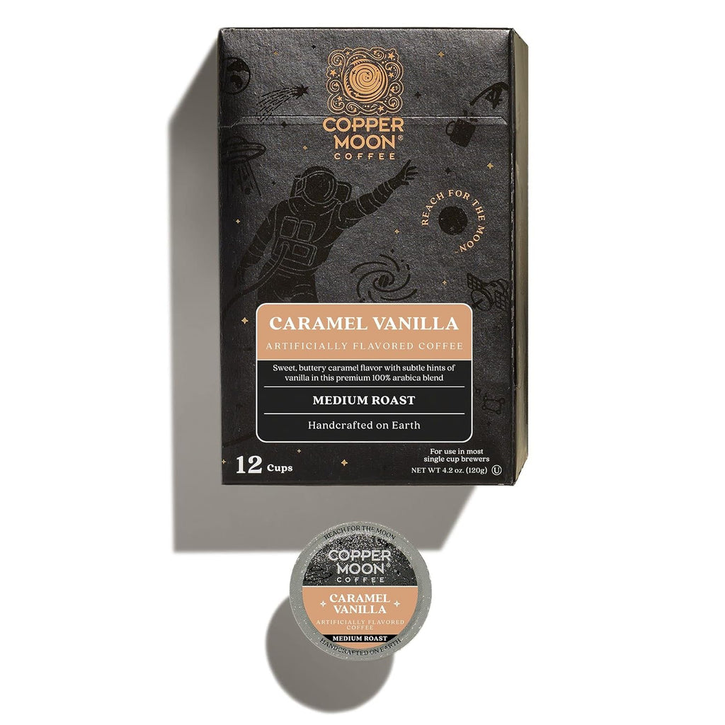 Copper Moon Single Serve Coffee Pods for Keurig K-Cup Brewers, Medium Roast, Caramel Vanilla Blend, 12 Count