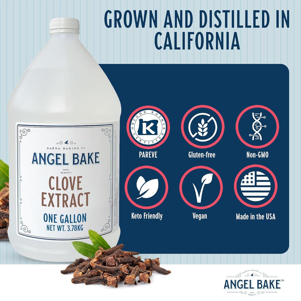 Pure Clove Extract, 1 Gallon - Natural Essence for Beverage Formulations, Bulk Manufacturing, Professional Food Developers - Kosher Certified, Vegan, Gluten-Free, Keto Friendly