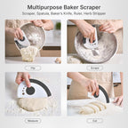 Nextrend BakerScraper – 5-in-1 Flexible Bowl Scraper, Bench Scraper and Dough Scraper with Stainless Steel Edge, Ruler & Herb Stripper – BPA Free, Dishwasher Safe - Gray