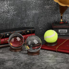 JUXYES Wooden Sphere Holder Display Stand, 3 Pack Small Wood Crystal Ball Stand, Simple Round Display Easel Stands for Crystal Balls, Baseball, Tennis Ball, Stones, Gemstones, Collections, 45mm