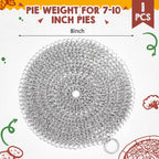 Patelai 1 Pcs Stainless Steel Pie Weights for Baking Universal Fit Pie Weight for 7-10 Inch Pies Round Metal Pies Weights Chain Dishwasher Safe Durable Blind Baking Dough Cooking Pastry (8 Inch)