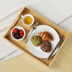 Gobam Bamboo Serving Tray with Handles, 16.5 x 12.4 inch Rectangular Decorative Tray for Entryway, Kitchen, Dining & Living Room, Large Wooden Breakfast Trays for Bed, Coffee Table & Ottoman