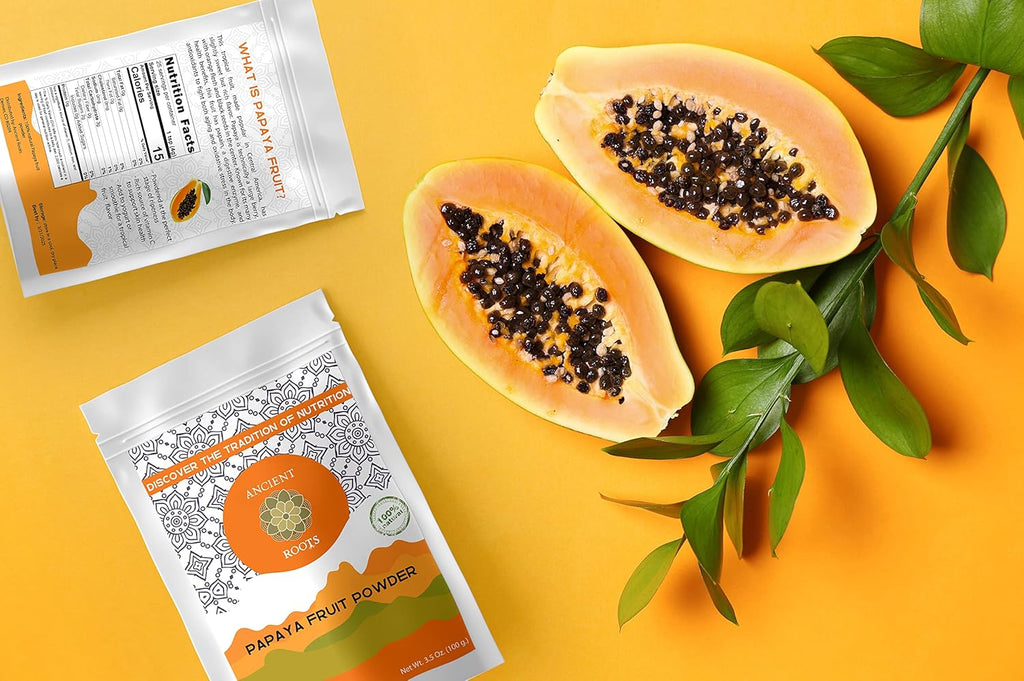 Ancient Roots Papaya Fruit Powder - Natural Food Coloring, No Added Sugar, Filled with Antioxidants, Digestion Support, Tropical Fruit Powder for Smoothies - 25 Servings (3.5 ounces)
