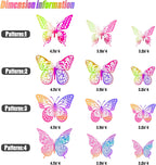 SAOROPEB 3D Butterfly Wall Decor 48 Pcs 4 Styles 3 Sizes, Purple Butterfly Decorations for Birthday Decorations Butterfly Party Decorations Cake Decorations, Removable Stickers (Laser Pinkpurple)