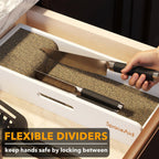 SpaceAid Knife Drawer Organizer Bamboo Insert Dock, Kitchen Steak Knives Holder Organizers Block for Drawer in Storage Organization (Small, White)