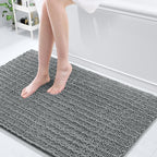 Arotive Luxury Chenille Bathroom Rug Mat, Extra Soft Thick Absorbent Shaggy Bath Rugs, Non-Slip Machine Wash Dry, Plush Bath Mats for Bathroom, Shower and Tub, 50x30, Grey