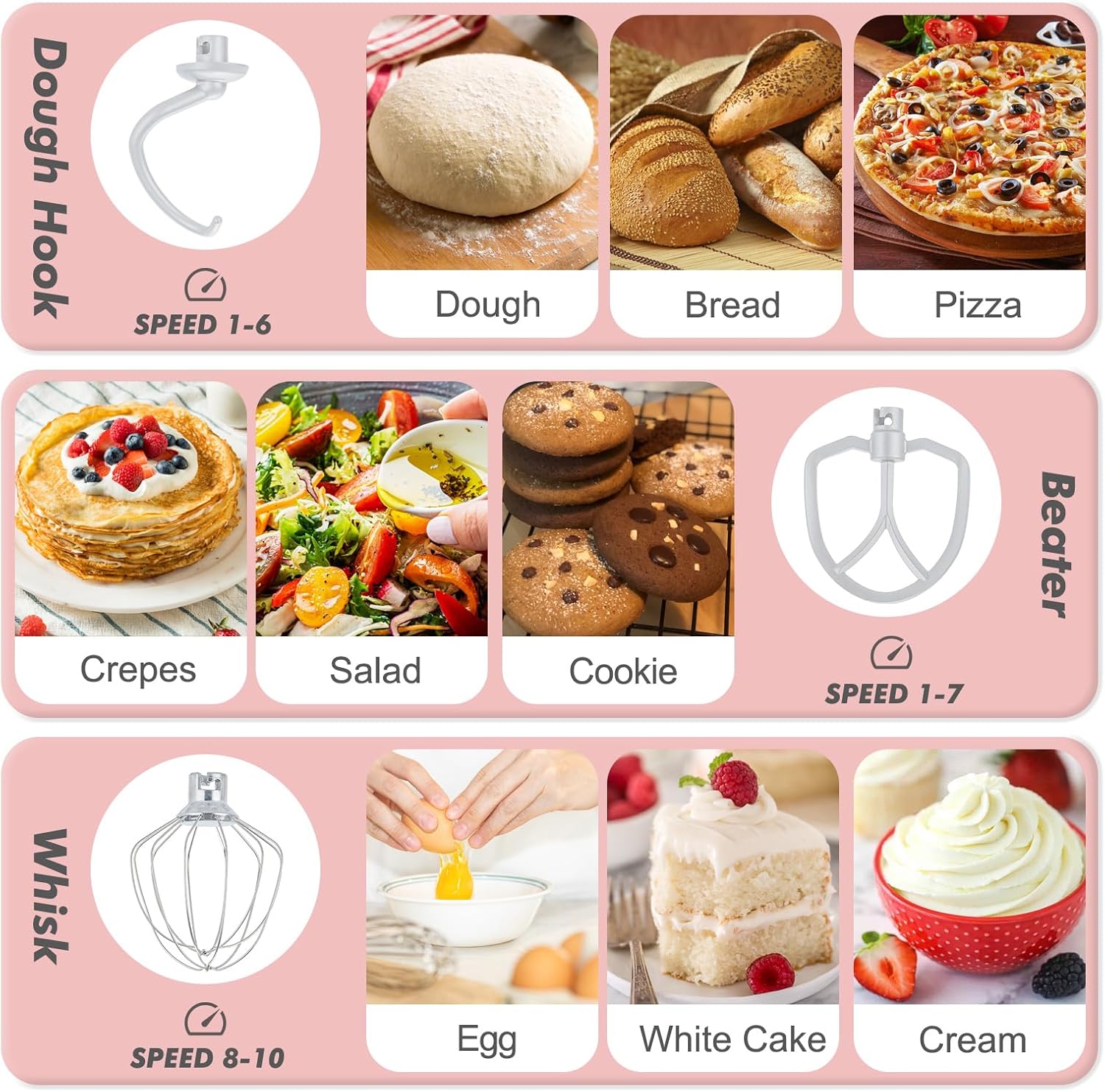 Kitchen in the Box Stand Mixer, 3.5 QT Small Electric Kitchen Mixer, 10-Speed Portable Lightweight Food Mixer with Stainless Steel Bowl, Egg Whisk, Dough Hook, Beater (Light Pink)