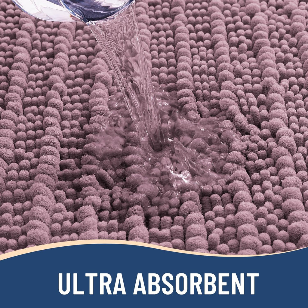 Arotive Luxury Chenille Bathroom Rug Mat, Extra Soft Thick Absorbent Shaggy Bath Rugs, Non-Slip Machine Wash Dry, Plush Bath Mats for Bathroom, Shower and Tub, 30x17, Deep Plum