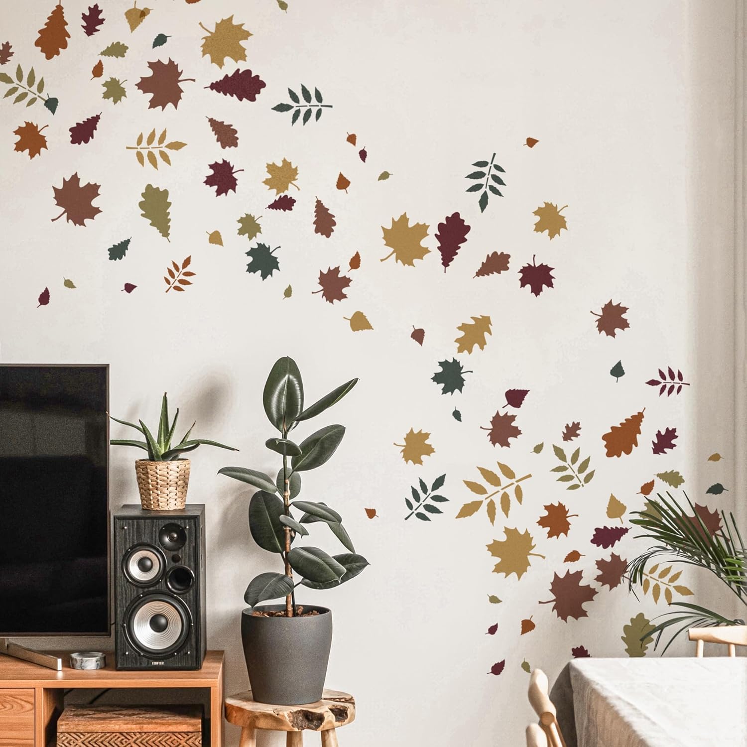 NAKLEO Painting Stencil for Crafts A4 8.3” x 11.8”, Autumn Leaves Nature Pattern, Reusable Plastic DIY & Scrapbooking Drawing Template, Decoupage Art Home Decor, Wall Wood Fabric Furniture