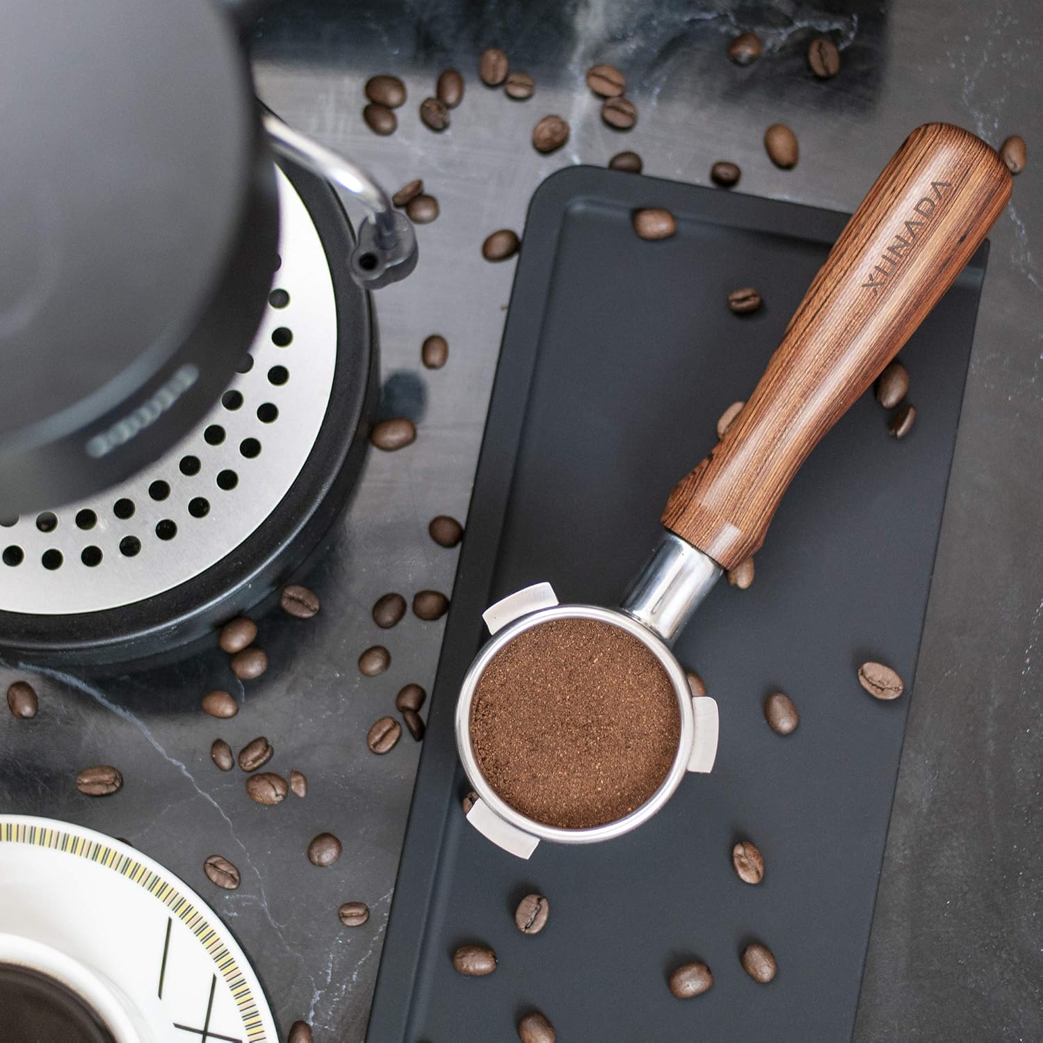 XUNADA Large Espresso Tamping Mat (5” x 12”), Ultra Thick Premium Coffee Tamper Pad, Strong Grip Silicone Tamp Station