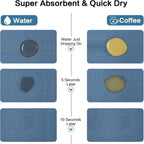 Coffee Mat 12''x19'', Dish Drying Mats for Kitchen Counter Absorbent Hide Stain Bar Mat Coffee Bar Accessories Anti Spill Mat Rubber Backed Fit Under Coffee Maker Espresso Machine Dish Rack (Blue)