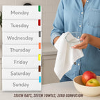 Premium Cotton Kitchen Towels Set of 7 – Ultra Absorbent & Soft Dish Towels with Color Hanging Loops – Quick Dry, Lint-Free Tea Towels for Cooking, Cleaning & Baking - 18"x28"