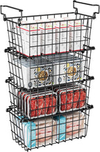 Freezer Organizer Bins - Fit 10 to 20 Cu.FT Deep Freezer, Stackable Chest Freezer Organizer Sort Frozen Food and Easily Get with Handle, 4 Pack Chest Freezer Bins, Black