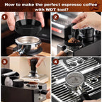 WDT Tools Espresso Puck Screen, 53mm Espresso Accessories Kit - 150μm Puck Screen Set, 0.25mm 316 Stainless Steel 8 Needles Coffee Distribution Stirrer, Portafilter Dosing Ring for Barista Black