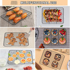 P&P CHEF Cooling Baking Rack Pack of 2, Stainless Steel Cooling Racks for Cooking Baking Roasting Grilling Drying, Dense Wires & Smooth Edge, Easy to clean, Black, 8.6" x 6.2"