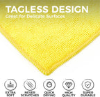 The Rag Company - All-Purpose Microfiber Terry Cleaning Towels - Commercial Grade, Highly Absorbent, Lint-Free, Streak-Free, Kitchens, Bathrooms, Offices, 300gsm, 14in x 14in, Yellow (12-Pack)