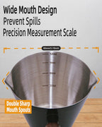 Stainless Steel Espresso Cup - Espresso Shot Cup with Wooden Handle -Measuring Cup with Double Spouts - 4.1OZ/120ML, Black