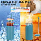 2Pack Glass Tumbler w/Lid &Straw - 24oz Reusable Glass Mug/Bamboo Lid & Stainless Steel Straw -BPA Free, Leak-Proof, Dishwasher Safe for Coffee, Smoothies, Hot Beverage, Travel, Office, Home Use