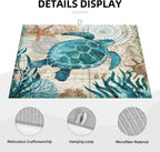 Ocean Sea Turtle Dish Drying Mat for Kitchen Counter 18x24 in, Retro Map Microfiber Drying Mats Absorbent Reversible Dish Pad Large Dish Draining Mat Fast Dry Kitchen Accessories