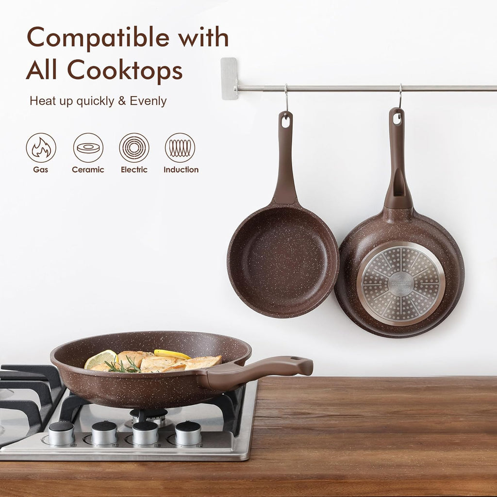 SENSARTE Nonstick Frying Pan Skillet, Granite Coating Omelette Pan, Healthy Stone Cookware Chef's Pan PFOA Free, Toffee Brown (11 Inch)