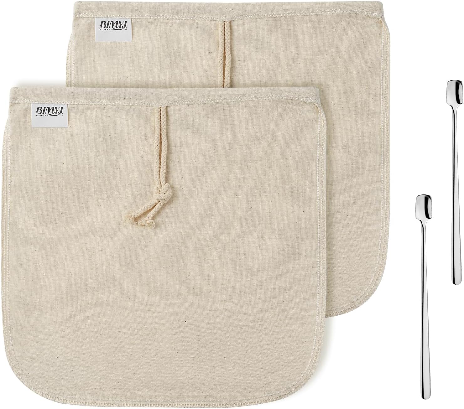 Reusable Cold Brew Bags & Cold Brew Coffee Bags Reusable - for Toddy Systems | 12.8 Inch Large 100% Natural Organic Cotton Cold Brew Filter Bags 2-Pack + 2 Bonus 304 Silver Spoons