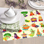 Vegetable Superhero Cartoon Dish Drying Mats for Kitchen Counter, Absorbent Microfiber Cute Drying Pad for Dishes, Decorative Kids Kitchen Mat for Sink, Dishes Utensils, Dining Area, 16" x 18"