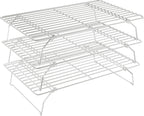 3 Tier Stackable Cooling Rack for Batch Cooling Cookie, Pizza, Cake-15.8”x 10”- Heavy Duty Cooling Racks for Cooking and Baking, Oven and Dishwasher Safe Baking Supplies-Silver