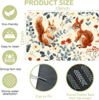 Dish Drying Mat Squirrel in the Flowers Kitchen Mat 12"x19" Bsorbent Coffee Maker Mat for Dishes,Utensils Coffee Maker Pots and Pans Easy Clean Dish Slip Resistant Pad