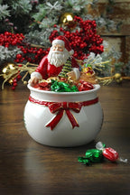 Spode Christmas Tree Candy Bowl - 7.5-Inch Earthenware Bowl for Candy, Nuts, Potpourri, Holiday Décor - Food-Safe Decorative Design with Santa & Tree Motif - Christmas Gift, Festive Tabletop Accent