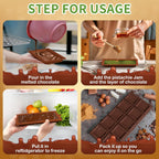 Dubai Chocolate Mold 2 Pack,0.79 Inch Deep Large and Thick Silicone Chocolate Bar Molds and scraper for Stuffed Bar,Big Chocolate Candy Bar Mold for Filling Knafeh Pistachio Kit