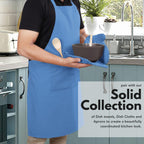 Native Fab Pot Holders and Oven Mitts Sets for Kitchen Heat Resistant - Hanging Non-Slip - 100% Cotton Kitchen Oven Mitts and Pot Holders 4-Piece Set - Blue