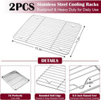 E-far Baking Sheet with Wire Rack (2 Pans + 2 Racks), Stainless Steel Cookie Sheets Pan & Cooling Rack for Baking Cookies/Jelly Rolls, Non Toxic & Heavy Duty, Oven & Dishwasher Safe, 16 x 12 x 1 Inch