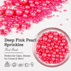 Deep Pink Pearl Sprinkles, Edible Candy Sugar Pearls, 150g/5.29oz, Pink Sprinkles for Cake Decorating, Baking Cake Decorations, Ice Cream Toppers, Cupcakes, Wedding Party Chirstmas Supplies