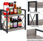 Giikin Countertop Shelf Organizer, 2 Tier Kitchen Spice Rack Organizer for Countertop, Wood Coffee Counter Shelf Organizer for Home (Grey, S)